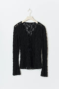 Lace tie front top - Noir