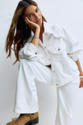 Cropped denim shirt - Blanc cassé