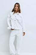 Cropped denim shirt - Blanc cassé
