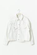 Cropped denim shirt - Blanc cassé