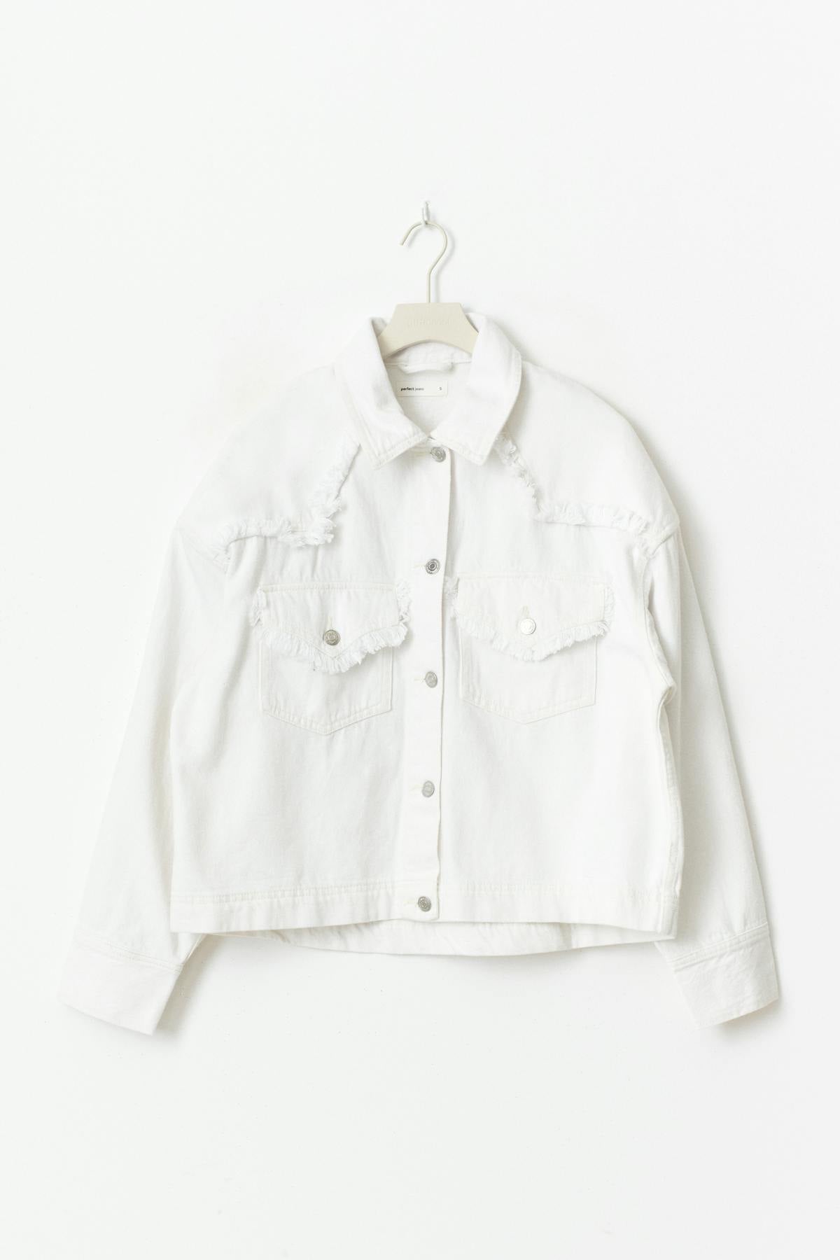 Cropped denim shirt - Blanc cassé
