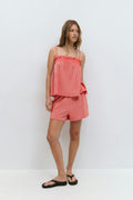 Textured shorts - Red/stripe