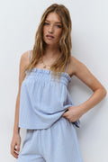 Textured smock singlet - Blue/stripe