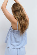 Textured smock singlet - Blue/stripe