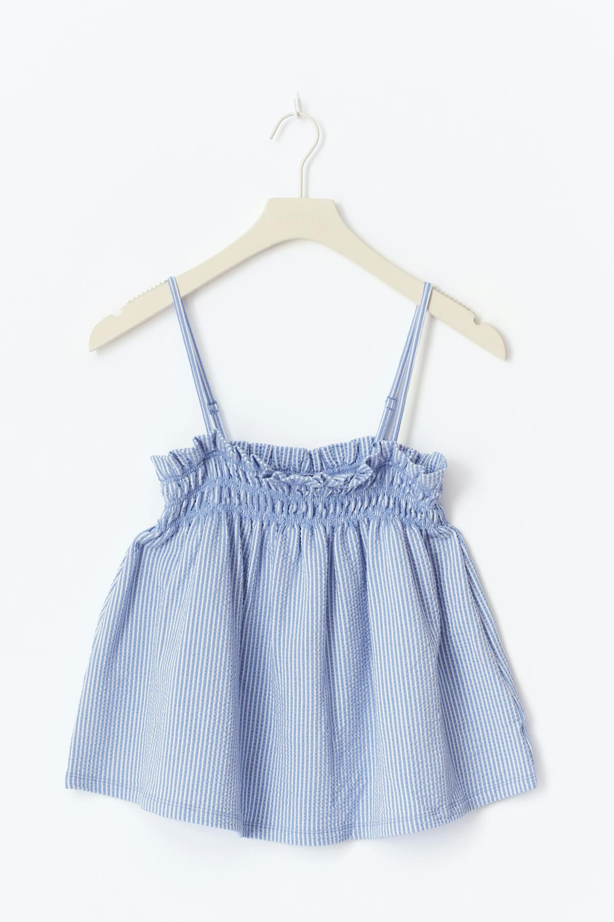 Textured smock singlet - Blue/stripe