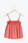 Textured smock singlet - Red/stripe