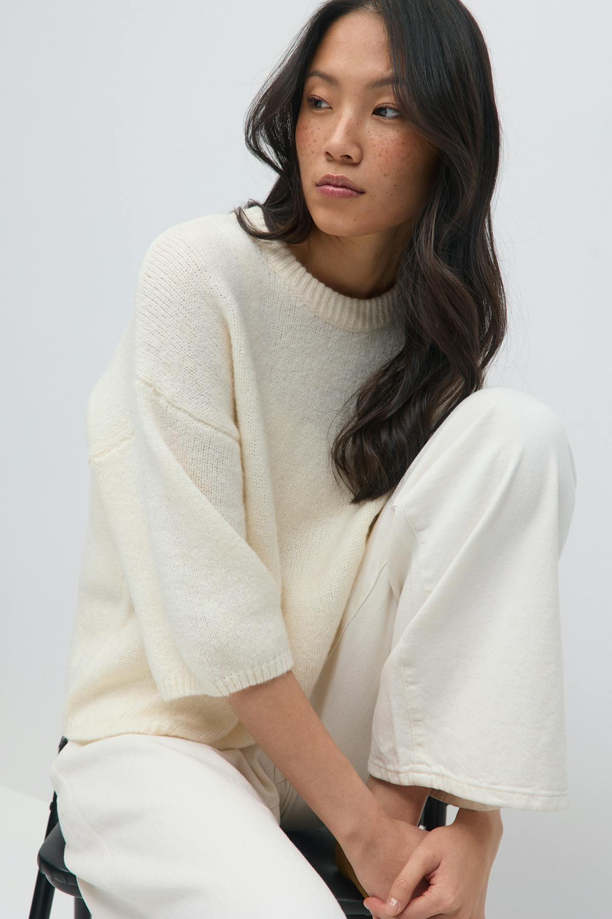 Knitted short sleeve top - Noir