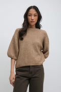 Knitted short sleeve top - Cashmere blue