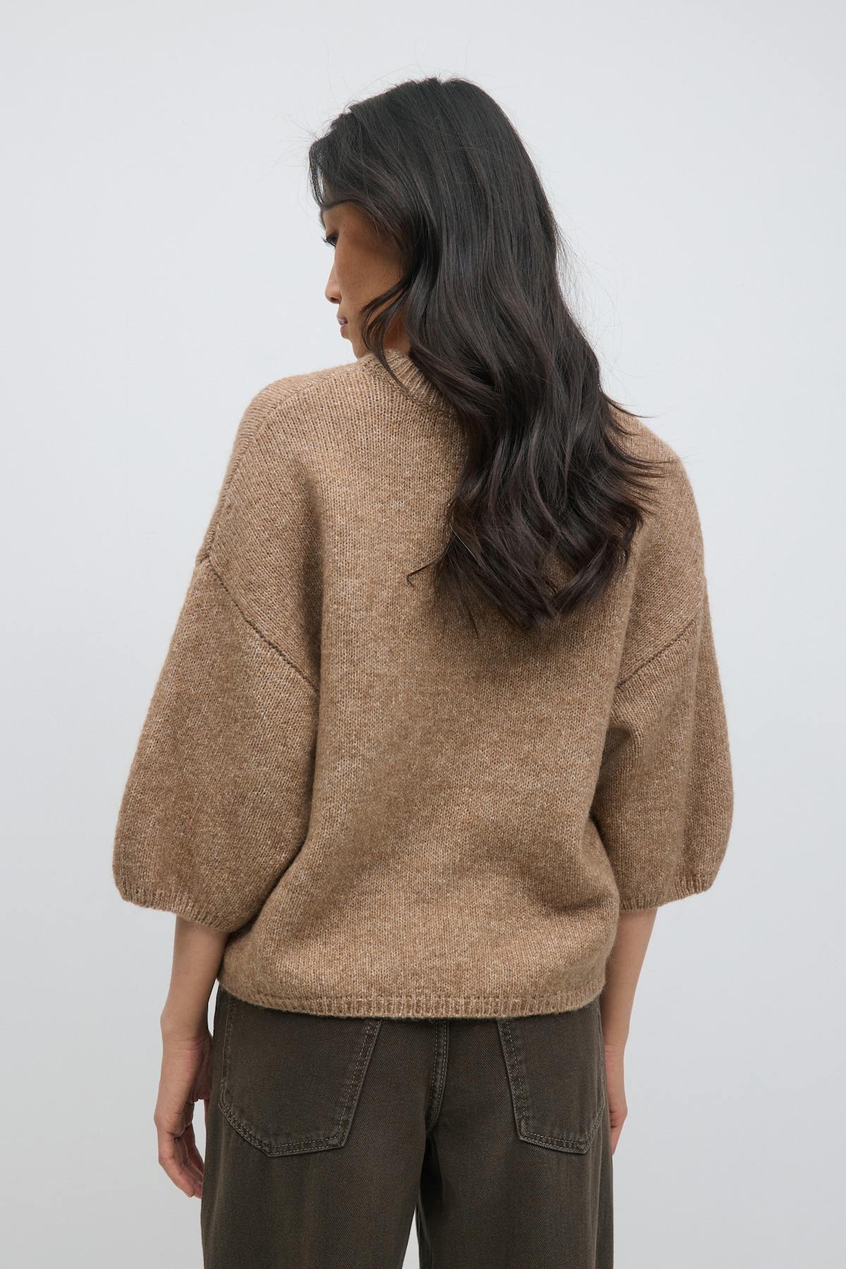 Knitted short sleeve top - Cashmere blue