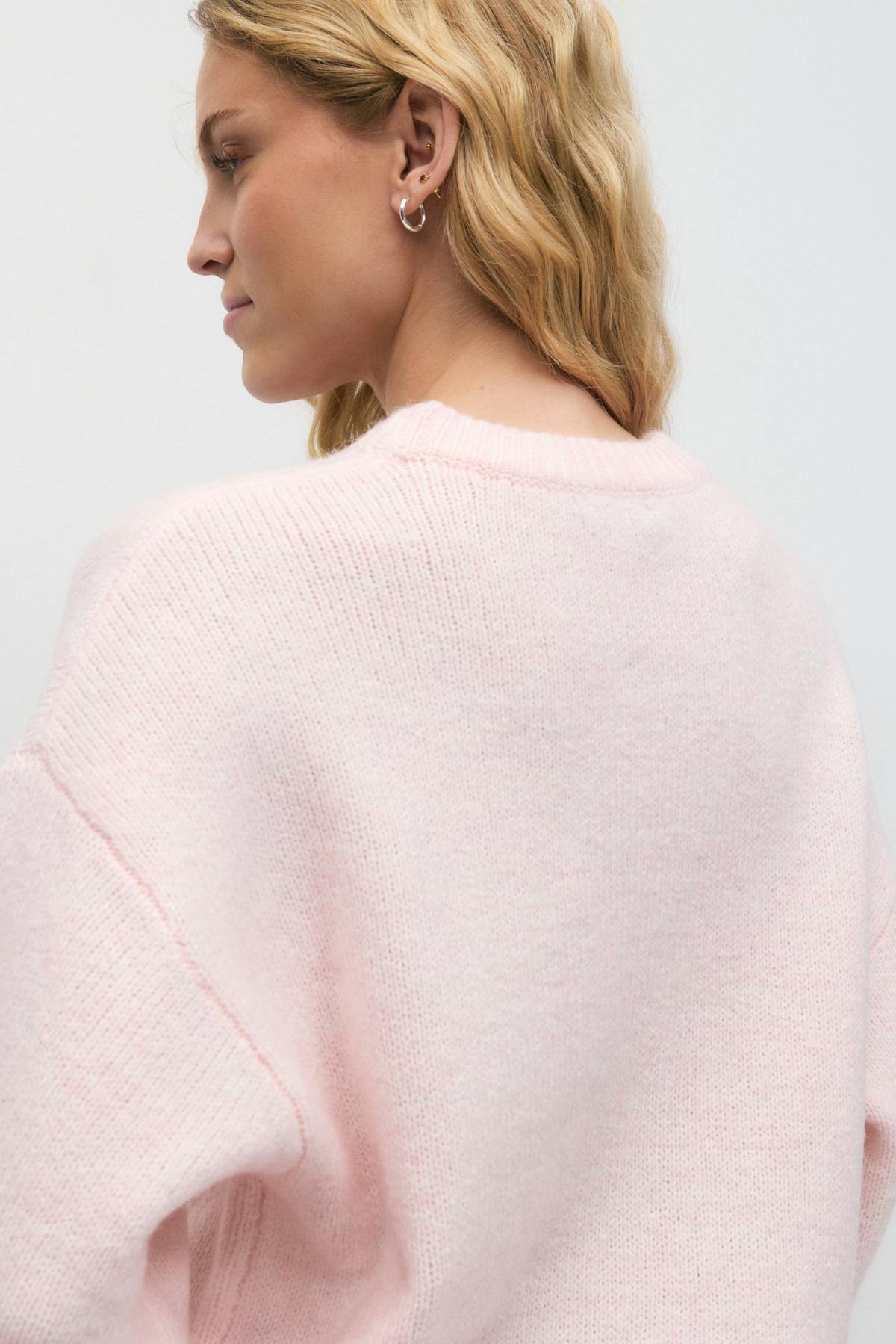 Knitted short sleeve top - Chalk pink