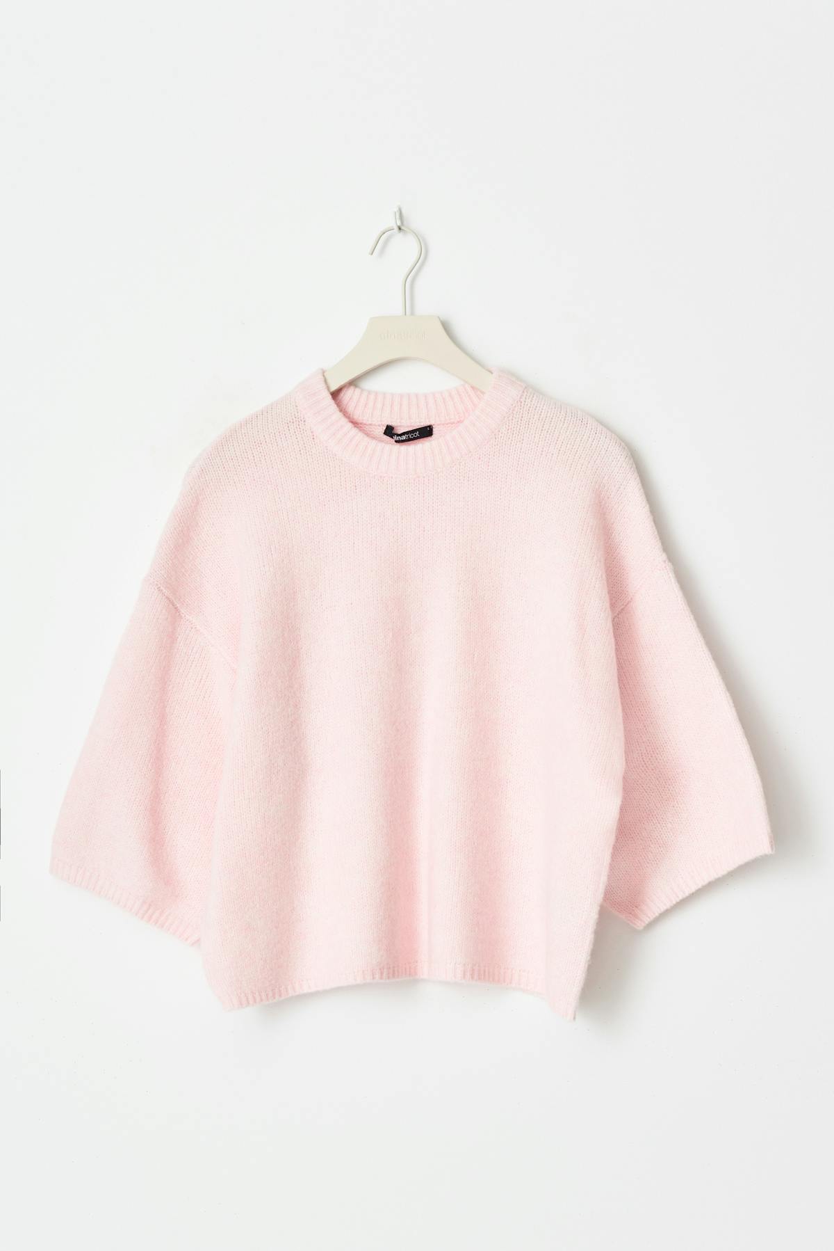 Knitted short sleeve top - Chalk pink