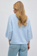 Knitted short sleeve top - Mid grey mel