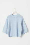 Knitted short sleeve top - Mid grey mel
