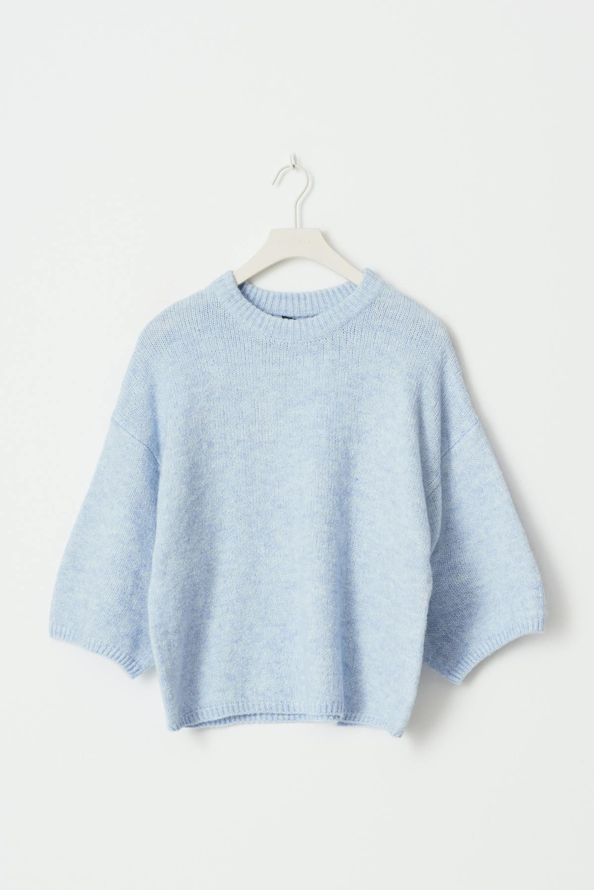 Knitted short sleeve top - Mid grey mel