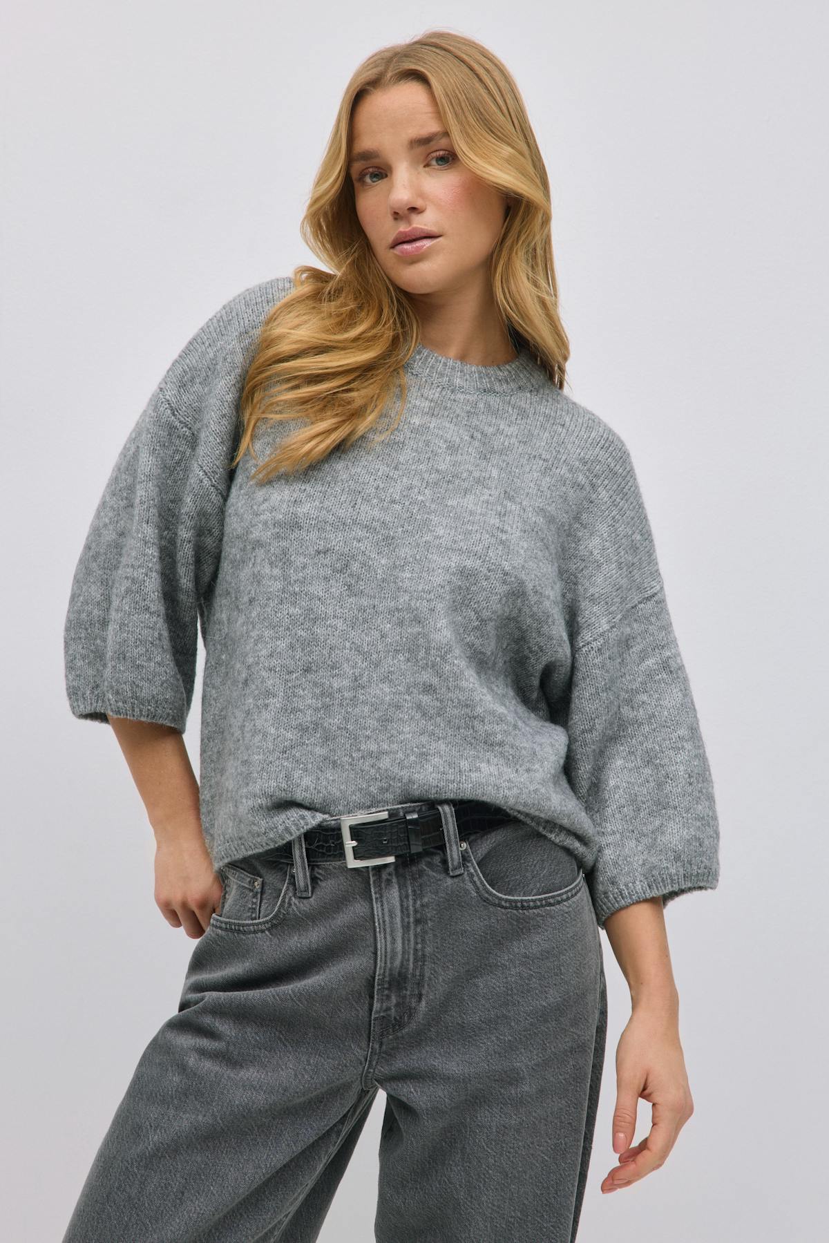 Knitted short sleeve top - Chalk pink