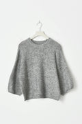 Knitted short sleeve top - Mid grey mel