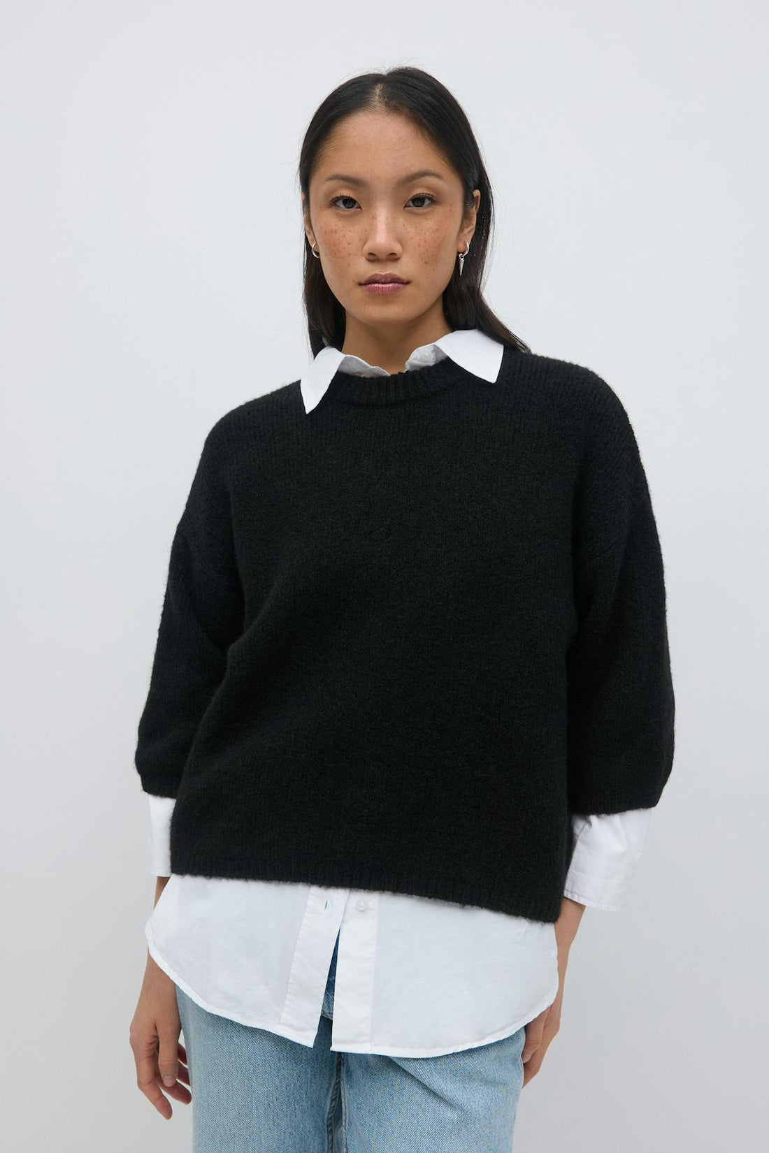 Knitted short sleeve top - Noir