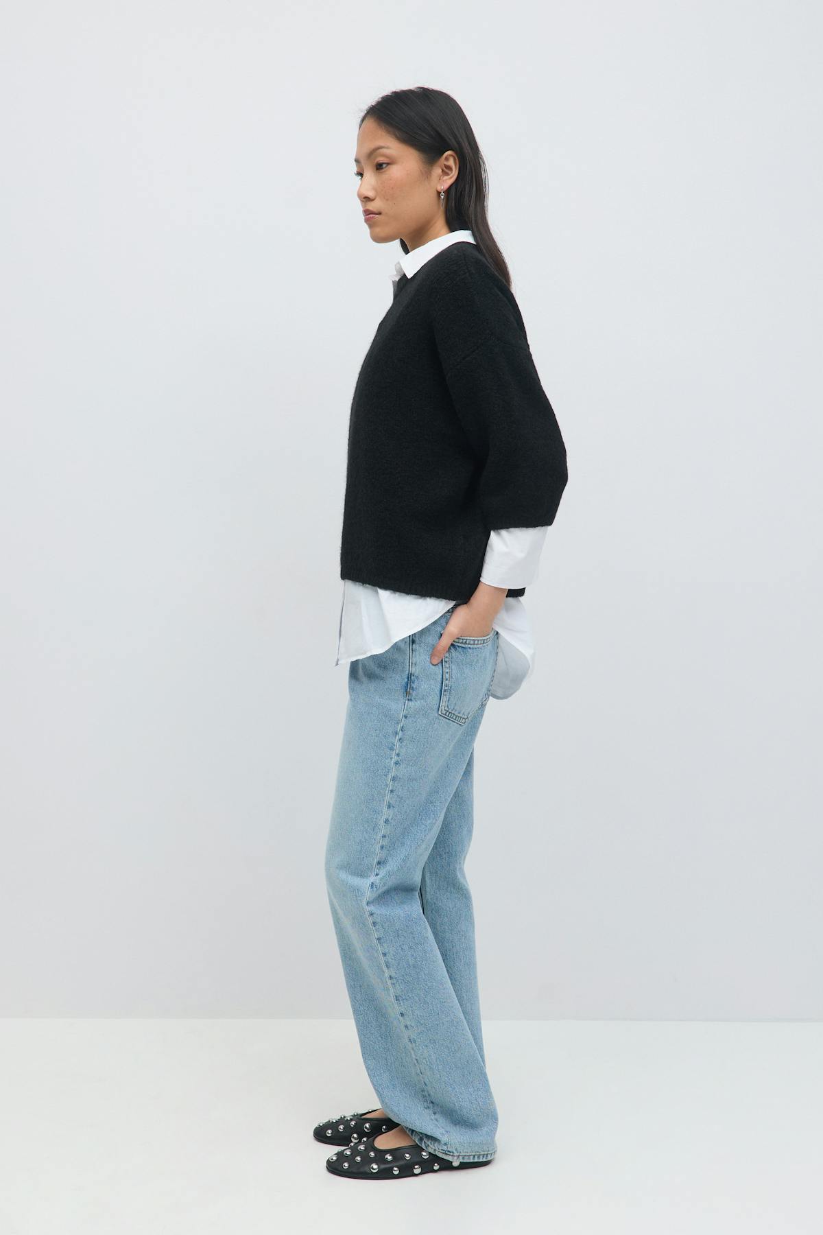 Knitted short sleeve top - Noir