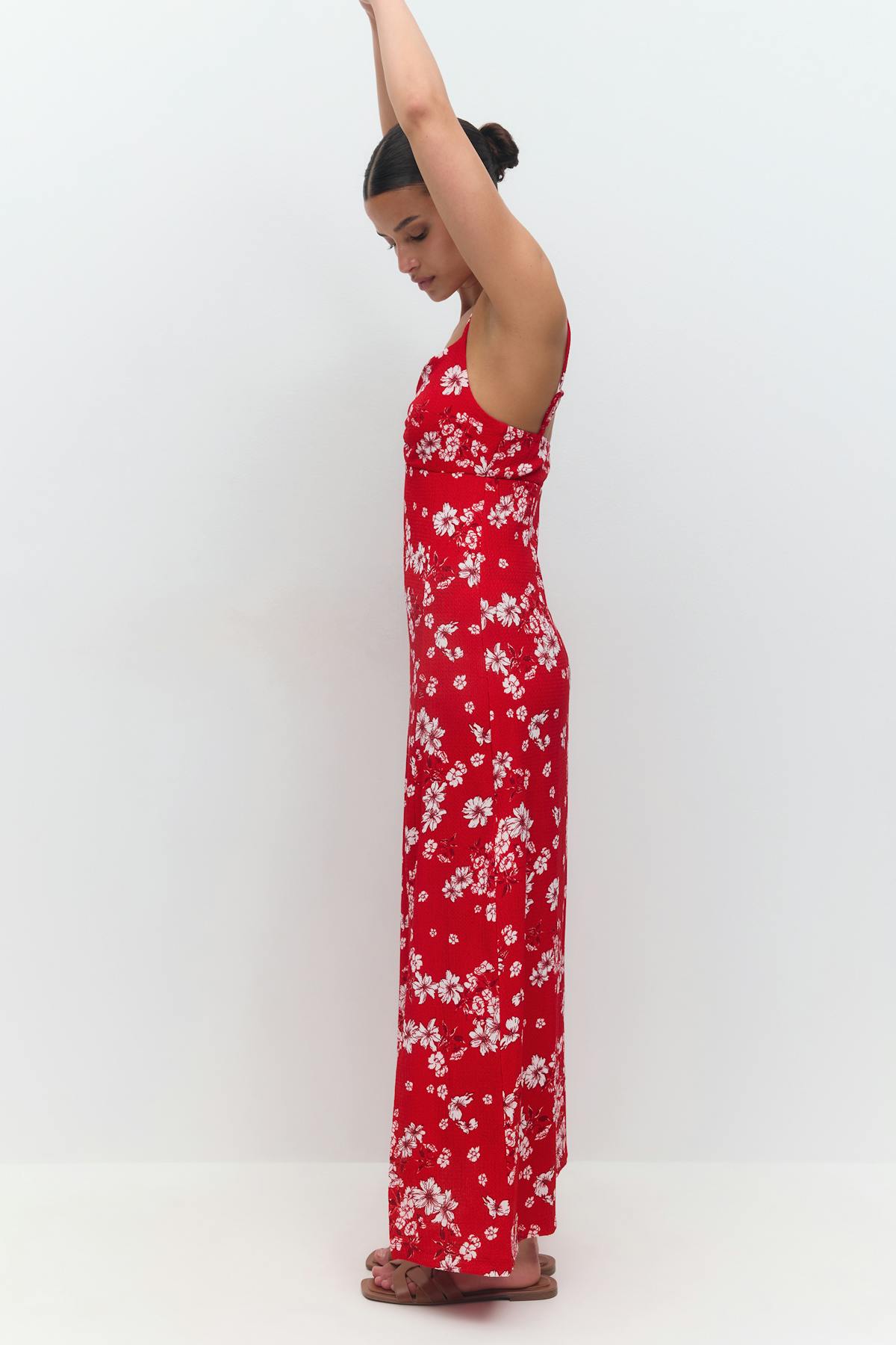 Textured midi dess - Navy ditsy