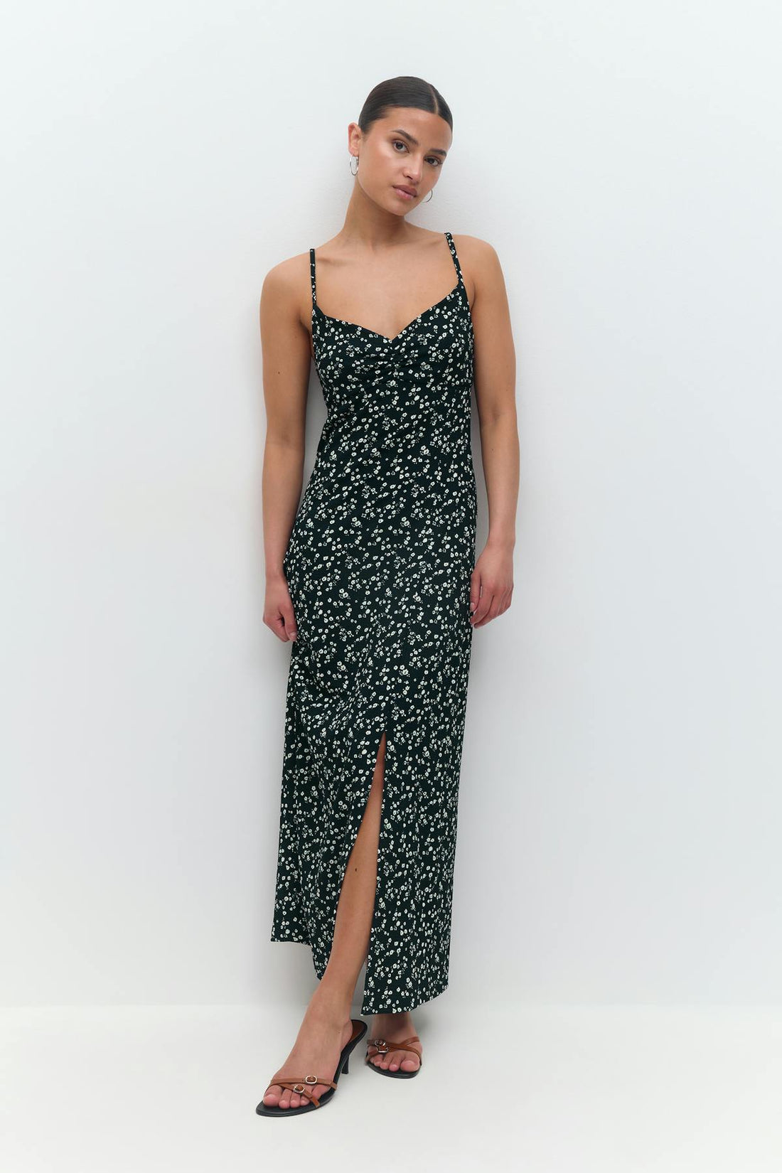 Textured midi dess - Navy ditsy