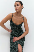 Textured midi dess - Navy ditsy