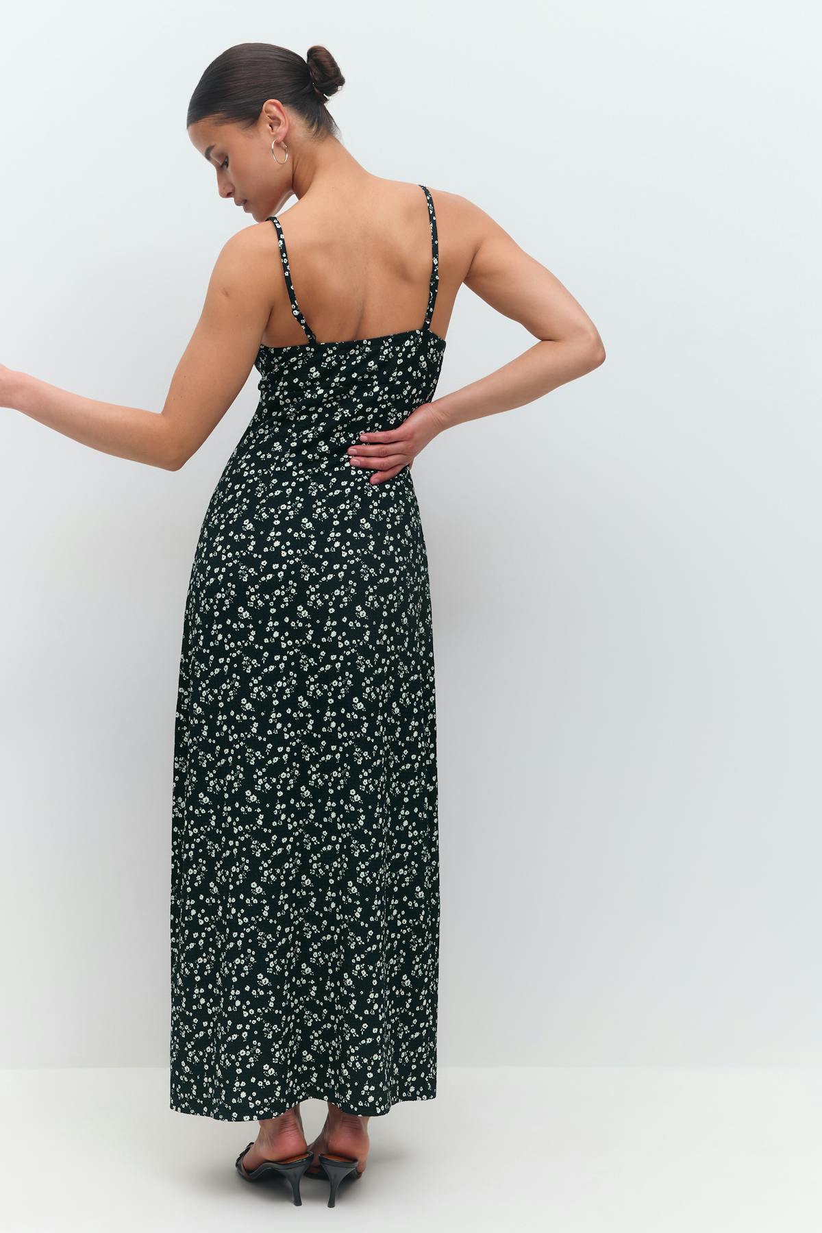 Textured midi dess - Navy ditsy
