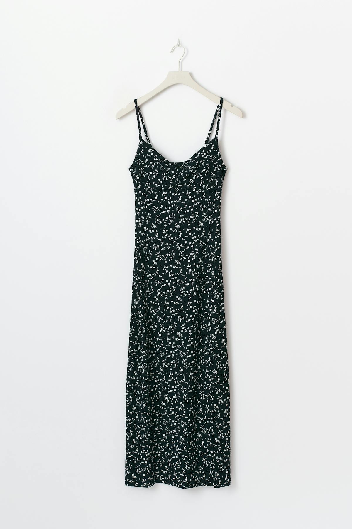 Textured midi dess - Navy ditsy
