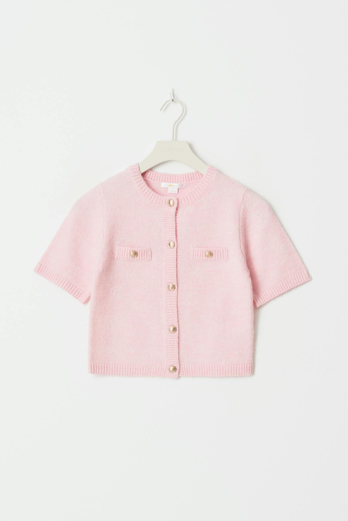 Y knitted cardigan - Pink melange