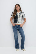 Y knitted cardigan - Navy/stripe