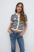 Y knitted cardigan - Navy/stripe
