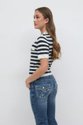 Y knitted cardigan - Navy/stripe