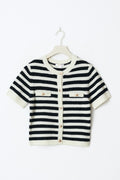 Y knitted cardigan - Navy/stripe