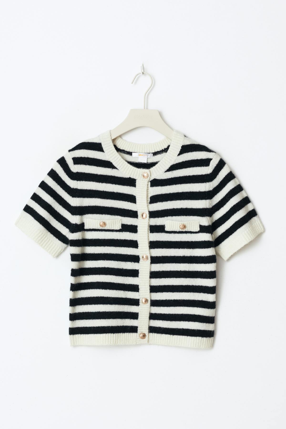 Y knitted cardigan - Navy/stripe