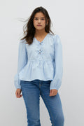 y puff sleeve blouse - Bleu clair