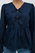 y puff sleeve blouse - Navy blazer