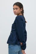 y puff sleeve blouse - Navy blazer
