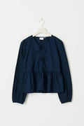 y puff sleeve blouse - Navy blazer