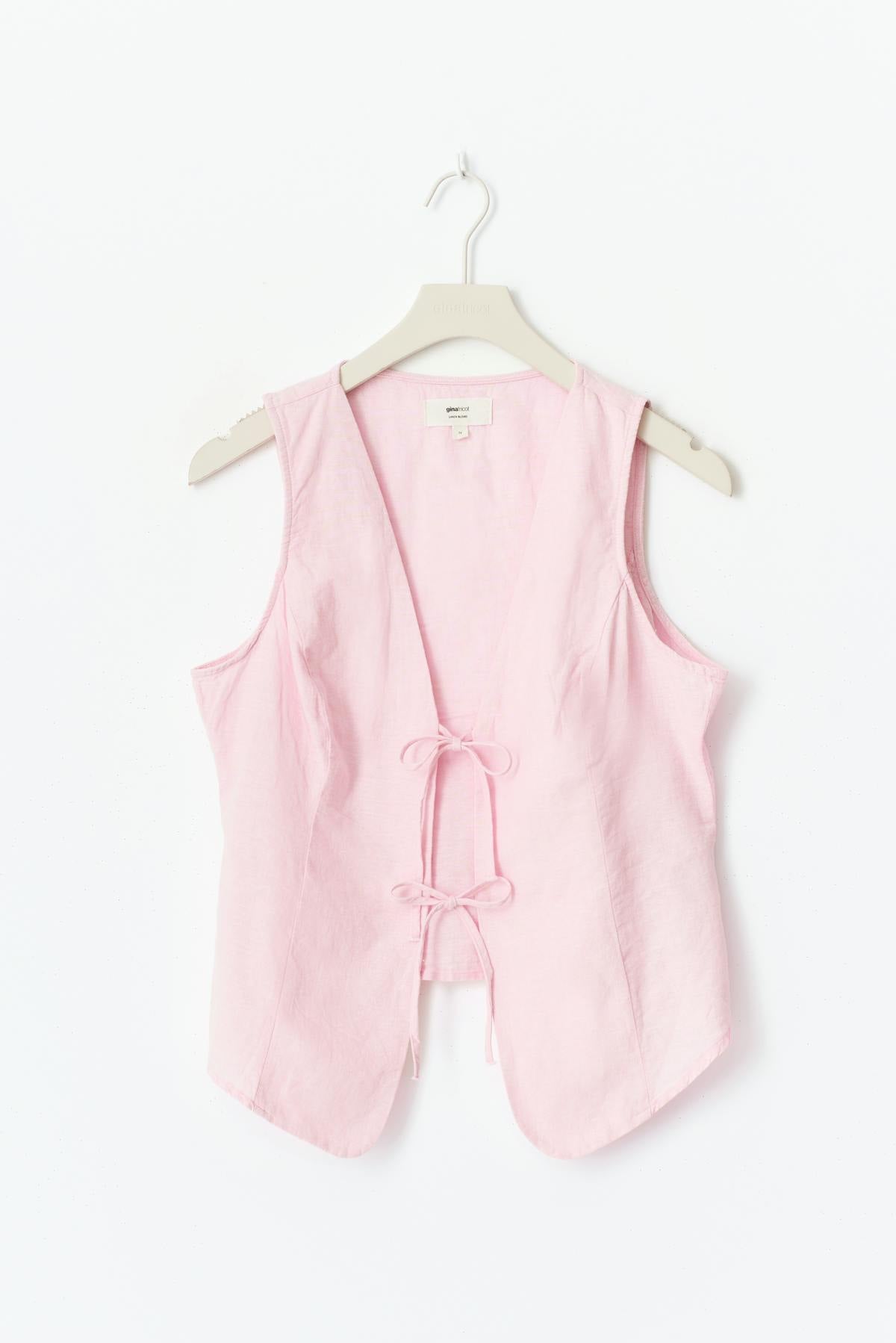Linen blend vest - Rose clair