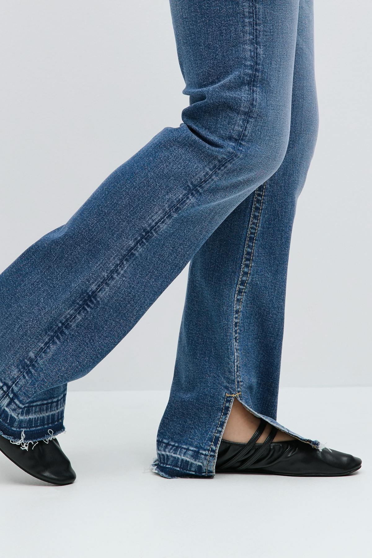 Slit fashion jeans - Mid blue