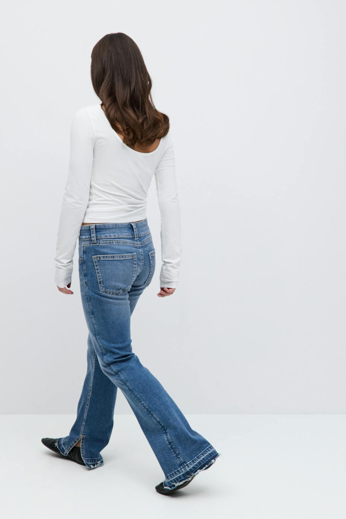 Slit fashion jeans - Mid blue