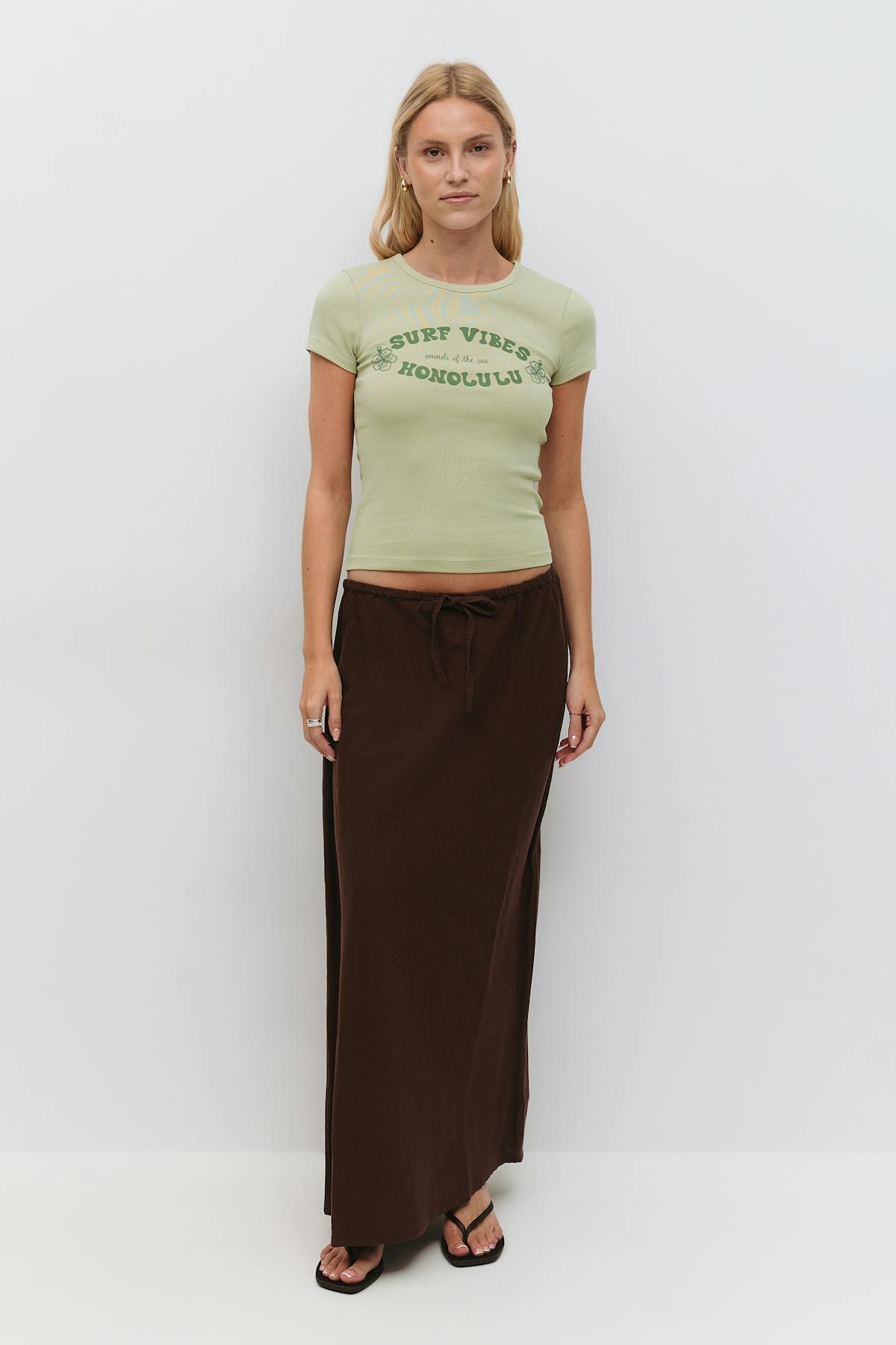 Printed tight top - White/green
