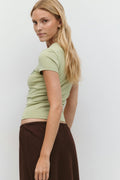 Printed tight top - White/green