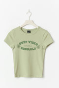 Printed tight top - White/green