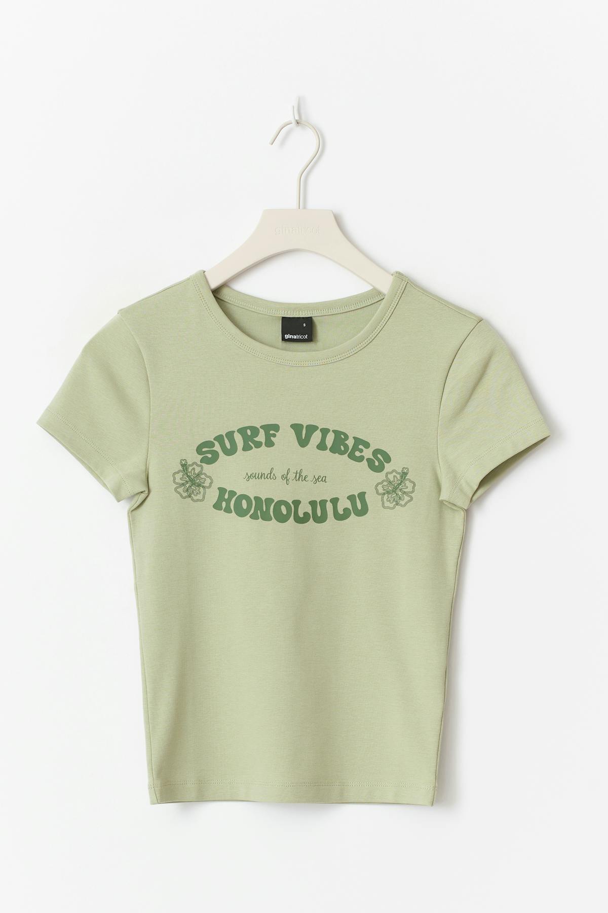 Printed tight top - White/green
