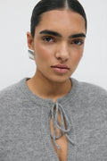 knitted tie cardigan - Lt grey melange