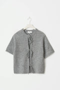 knitted tie cardigan - Blanc cassé