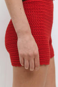 Knitted crochet shorts - High risk red