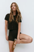 Knitted crochet shorts - Multicolore