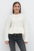 Y cable knitted sweater - Blanc cassé