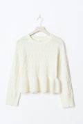 Y cable knitted sweater - Blanc cassé